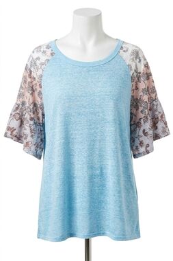 NEW BIBI floral sleeve top in blue